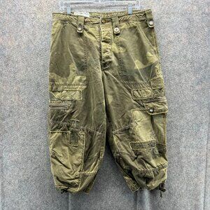 Triple Five Soul Short Pants Mens 34 Green Cargo Camo Jorts Button Fly Vtg 90s